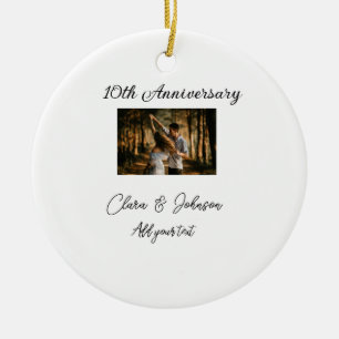 Wedding Anniversary add name year image text coule Ceramic Ornament