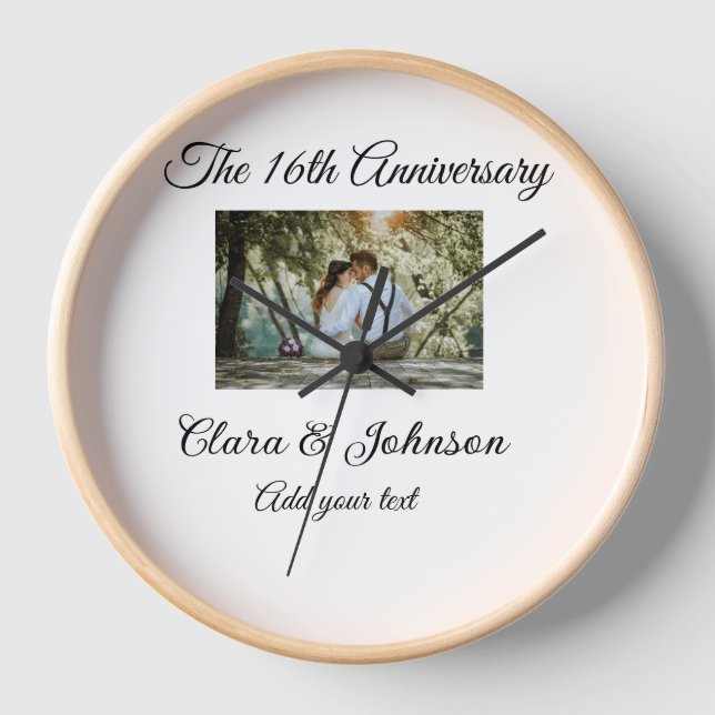 Wedding Anniversary add name year image text coule Clock (Front)