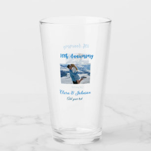 Wedding Anniversary add name year image text coule Glass
