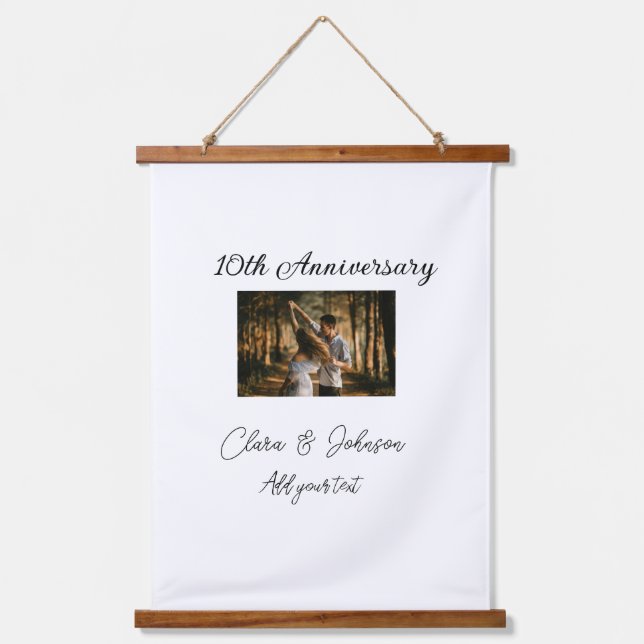 Wedding Anniversary add name year image text coule Hanging Tapestry (Front)