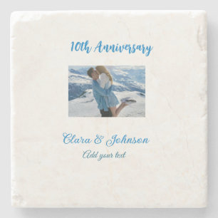 Wedding Anniversary add name year image text coule Stone Coaster