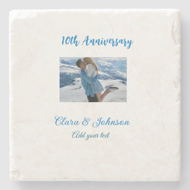 Wedding Anniversary add name year image text coule Stone Coaster (Front)
