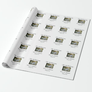 Wedding Anniversary add name year image text coule Wrapping Paper