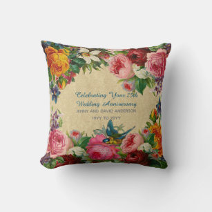 Personalised Anniversary Vow Renewal Cotton Cushion Cover Gift 