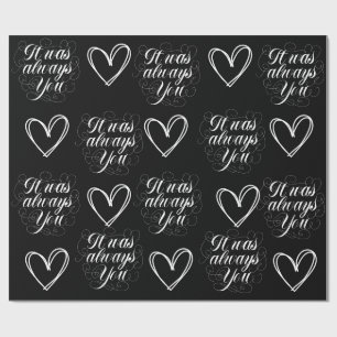 Wedding Anniversary Black Romantic Wrapping Paper