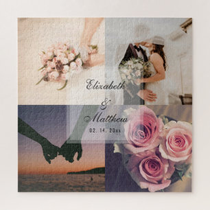 Wedding Anniversary Bride and Groom Photo Collage Jigsaw Puzzle