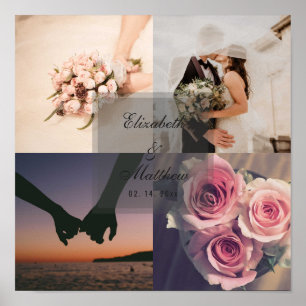 Wedding Anniversary Bride and Groom Photo Collage Poster