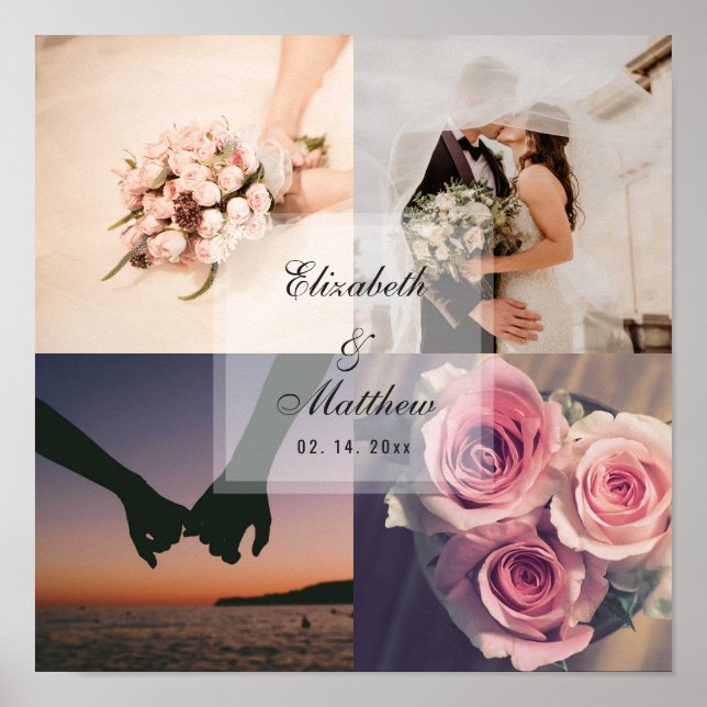 Wedding Anniversary Bride and Groom Photo Collage Poster (Front)