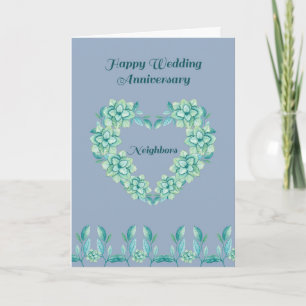 Wedding Anniversary Card for Neighbors in Blue