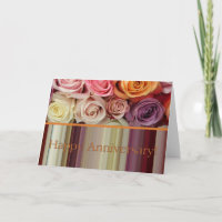 Wedding Anniversary Card - Pastel roses stripe