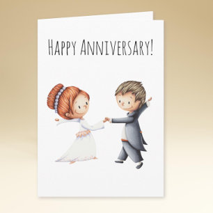 Wedding anniversary card with a couple dancing