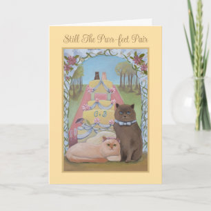 Wedding Anniversary Cat Theme Folded Card