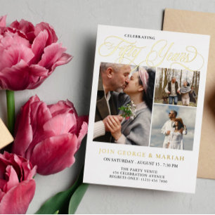 Wedding Anniversary Celebrating 50 Years Gold