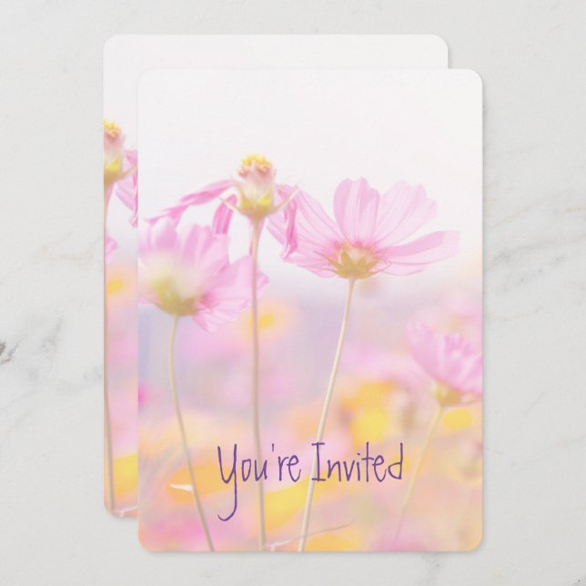 Wedding Anniversary Cosmos Garden Flower Invitation (Front/Back)