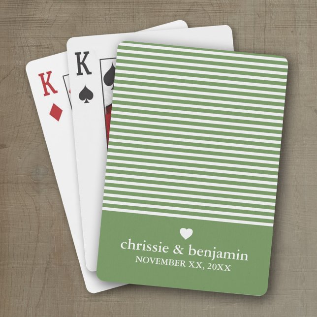 Wedding Anniversary Custom Bride Groom Date Stripe Playing Cards (Wedding and Anniversary Playing Cards - Personalize with your information)