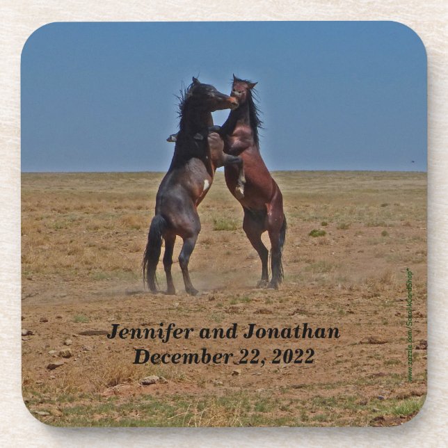 Wedding Anniversary Custom Dancing Horses Coasters (Front)