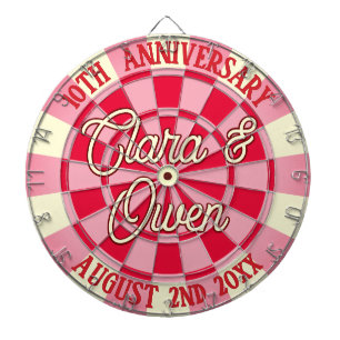 Wedding Anniversary CUSTOM YEARS Retro Pink Red Dartboard