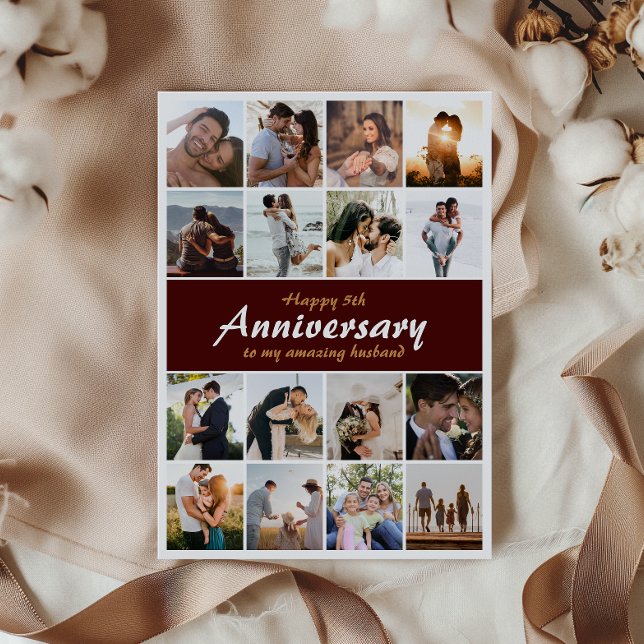 Wedding Anniversary Customise Collage | Photo  Card (Capture cherished memories and express heartfelt love in one beautifully crafted card.)