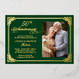 Wedding Anniversary Damask Luxurious Gold Foil