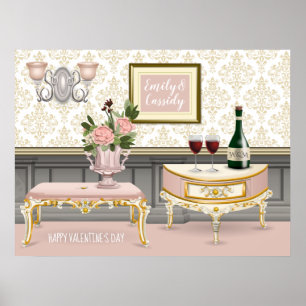 Wedding Anniversary Elegant Pink Room Valentine Poster