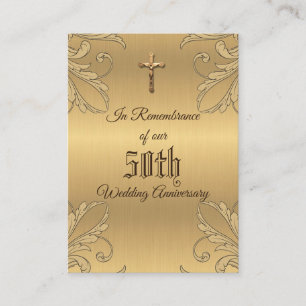 Wedding Anniversary Favor Golden Cross Holy Card