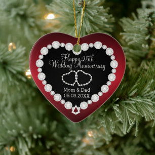 Wedding Anniversary   Garnet Red   DIY Text Ceramic Ornament