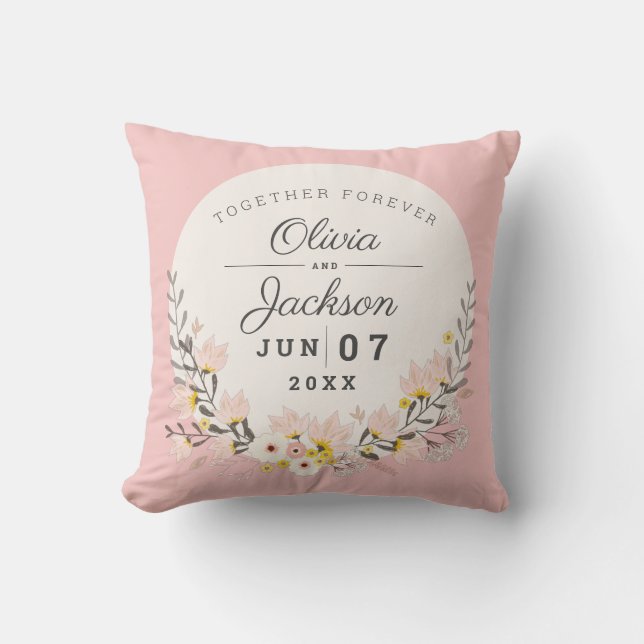 Wedding Anniversary gift chic floral blush pink Cushion (Front)