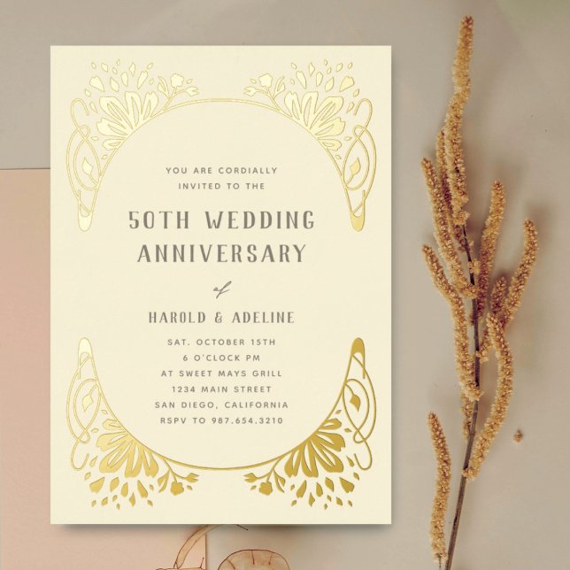Wedding Anniversary Gold Foil Invitation (Creator Uploaded)