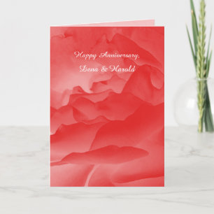 Wedding Anniversary Greeting Card Coral Pink Rose