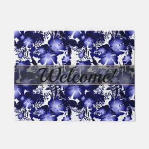 Wedding Anniversary grey satin ribbon pearls flora Doormat