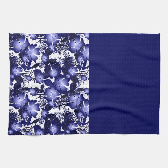 Wedding Anniversary grey satin ribbon pearls flora Tea Towel (Horizontal)