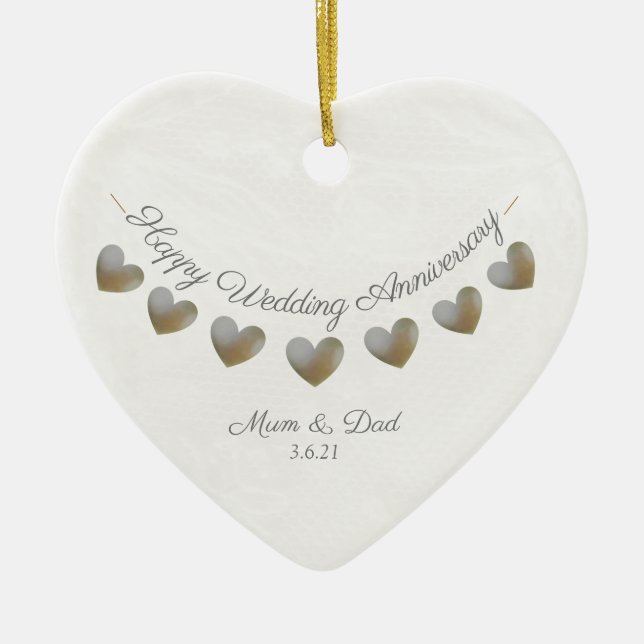 Wedding Anniversary heart mum and dad ornament (Front)