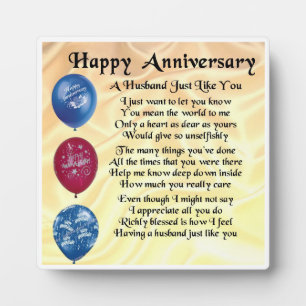 Wedding Anniversary Husband Poem Plaque