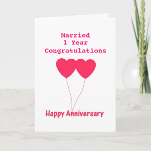 Wedding Anniversary I year, Card. Personalise it. Card