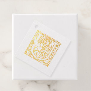 Wedding Anniversary Illuminated Letter U Monogram Favour Tags