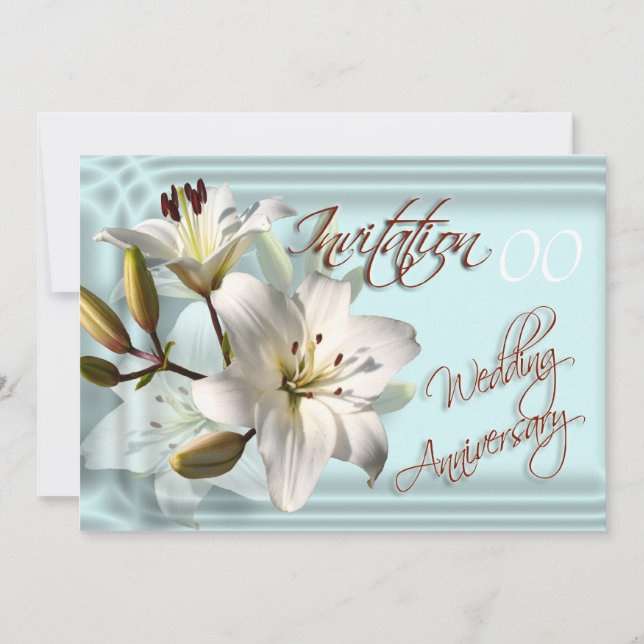 Wedding Anniversary Invitation Lilies Template (Front)