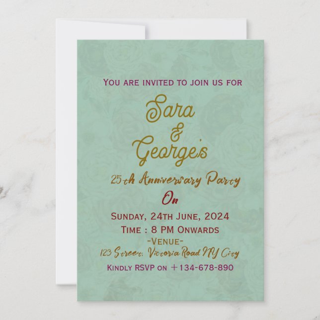 Wedding Anniversary Invitations  (Front)