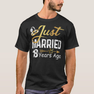Wedding Anniversary Just Married 18 Years Ago Gold T-Shirt