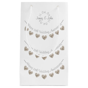Wedding Anniversary lace heart small gift bag