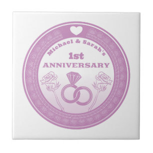 Wedding anniversary Lace look change the year Ceramic Tile