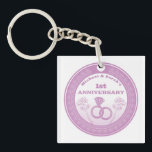 Wedding anniversary Lace look change the year Key Ring<br><div class="desc">A romantic design for a husband and wife on their wedding anniversary. This design has a lace look border and can be customised with a husband and wife's name in the year of the anniversary which ch they're celebrating.</div>