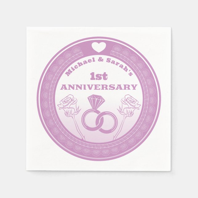 Wedding anniversary Lace look change the year Napkin (Front)