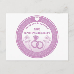 Wedding anniversary Lace look change the year Postcard