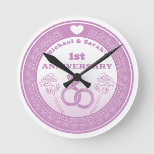 Wedding anniversary Lace look change the year Round Clock