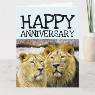 WEDDING ANNIVERSARY LION COUPLE BIG CARD FOR THEM