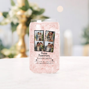 Wedding Anniversary Love 4 Photo Collage Couple Can Glass