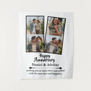 Wedding Anniversary Love 4 Photo Collage Couple Tapestry
