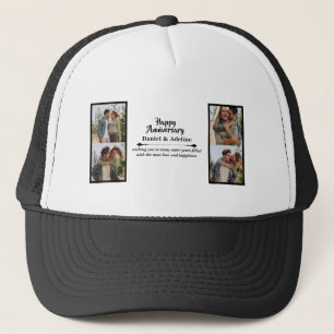Wedding Anniversary Love 4 Photo Collage Couple Trucker Hat