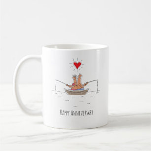 Wedding Anniversary Married Couple Fishing Heart Coffee Mug