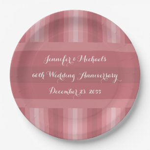 Wedding Anniversary Party Bridal Shower Dusty Rose Paper Plate